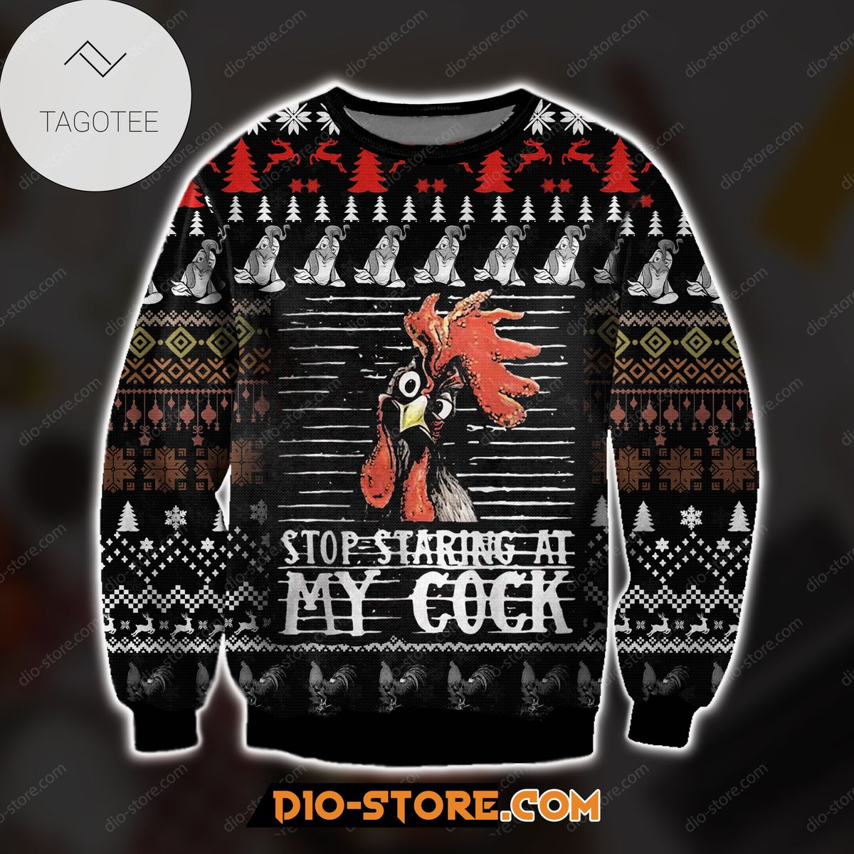 2021 3d All Over Printed  Stop Staring At My Cock Chicken Lover Ugly Christmas Sweater