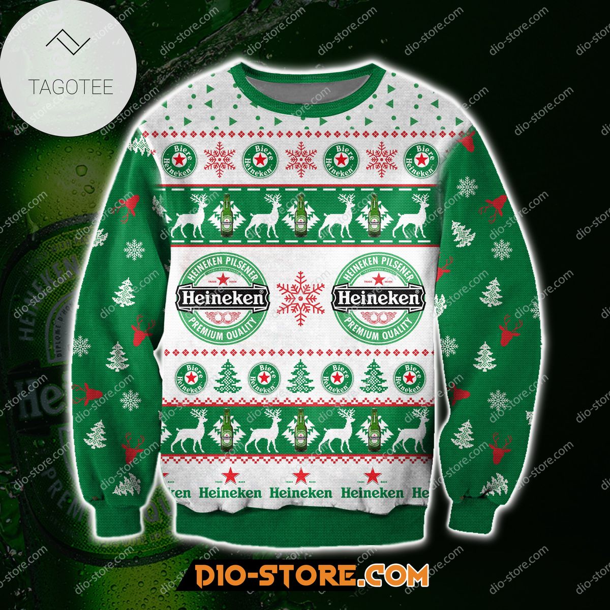 2021 Heineken Beer Knitting Pattern Ugly Christmas Sweater