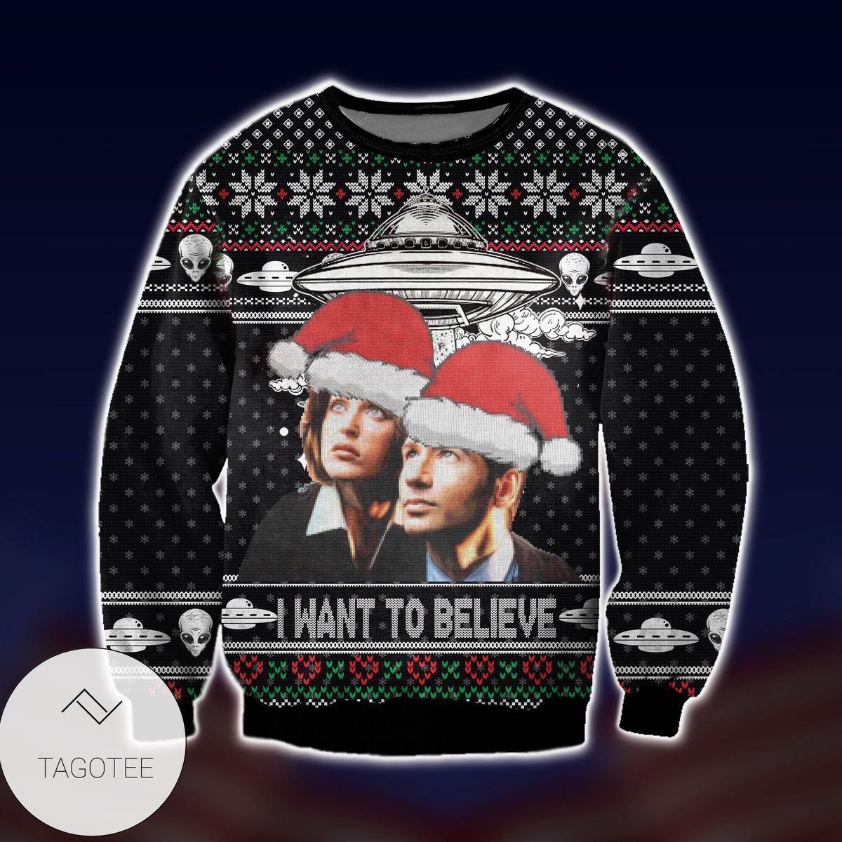 2021 X Files I Want To Believe Ugly Christmas Sweater