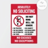 Absolutely No Soliciting No Excuses No Exceptions Metal Signs