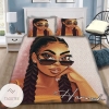 African American Girl With Glasses Pesonalized Bedding Set (Duvet Cover & Pillow Cases)