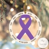 Alzheimer Awareness Hope Fight Brave Purple Ribbon Ornament