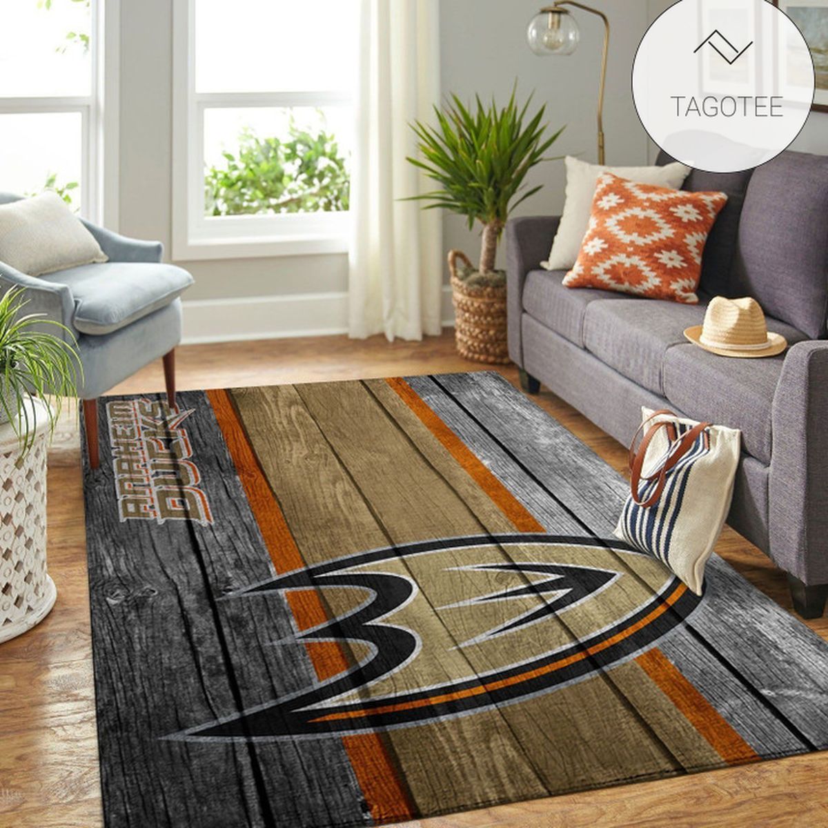 Anaheim Ducks NHL Team Logo Wooden Style Nice Gift Home Decor Rectangle Area Rug