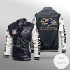 Baltimore Ravens 2d Bomber Leather Jacket