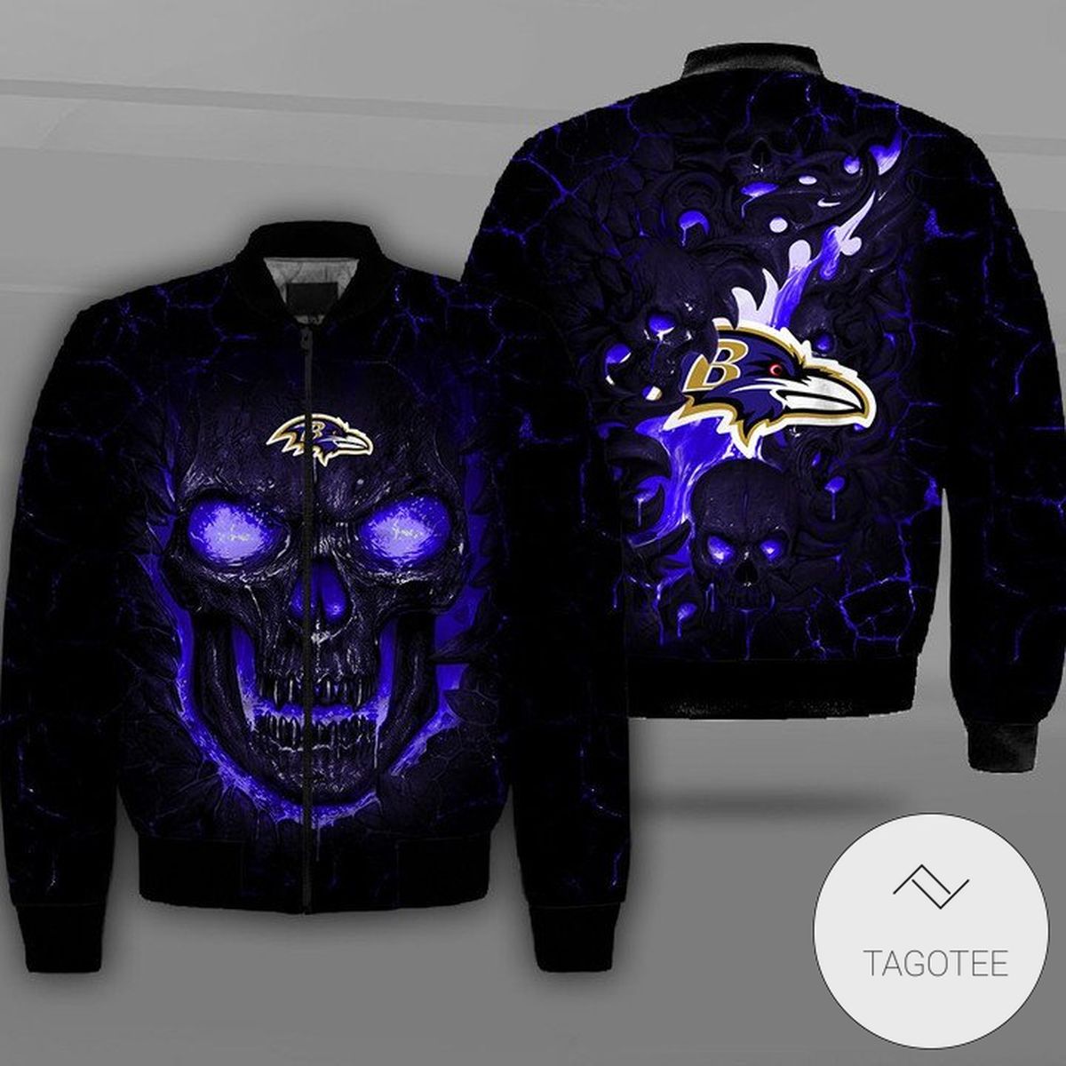 Baltimore Ravens Lava Skull Full Print Bomber Jacket