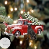 Black Labrador Cardinal & Red Truck Christmas Tree Ornament