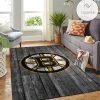 Boston Bruins Nhl Team Logo Grey Wooden Style Nice Gift Home Decor Rectangle Area Rug