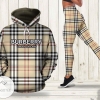 Burberry London England Logo All Over Printed Hoodie And Leggings
