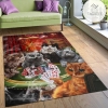 Cat Playing Poker Game Area Rug Carpet Bedroom US Gift Decor