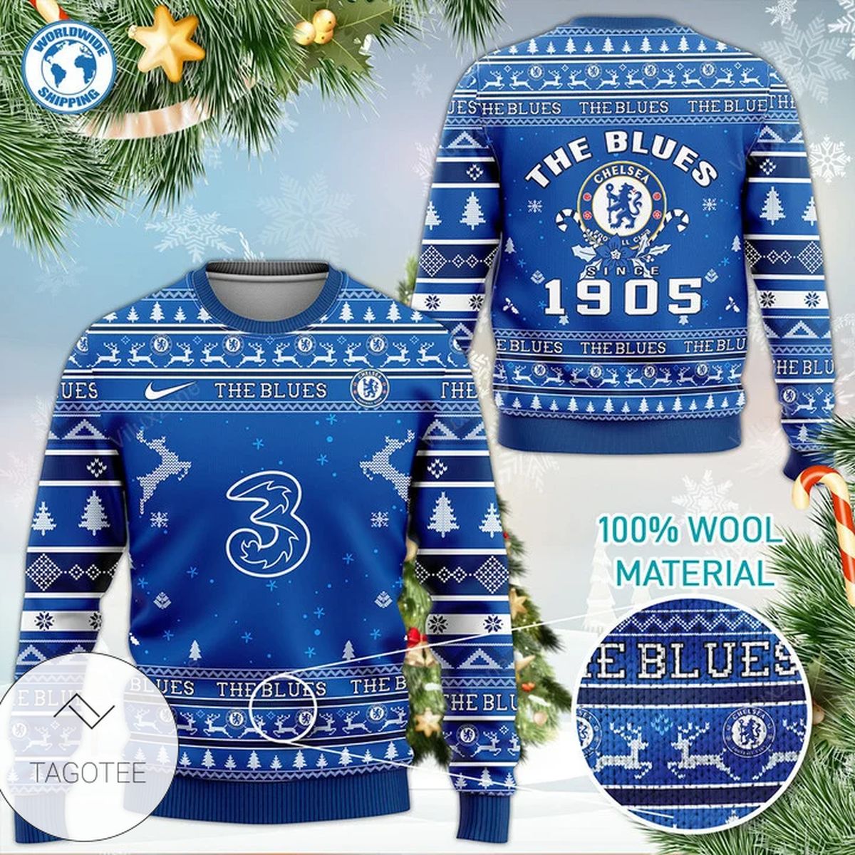 Chelsea Fc The Blues Since 1905 Ugly Christmas Sweater