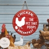 Chicken: The Pet That Poops Breakfast Round Wood Signs