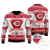Cincinnati Reds Football Team Logo Custom Name Personalized Ugly Christmas Sweater
