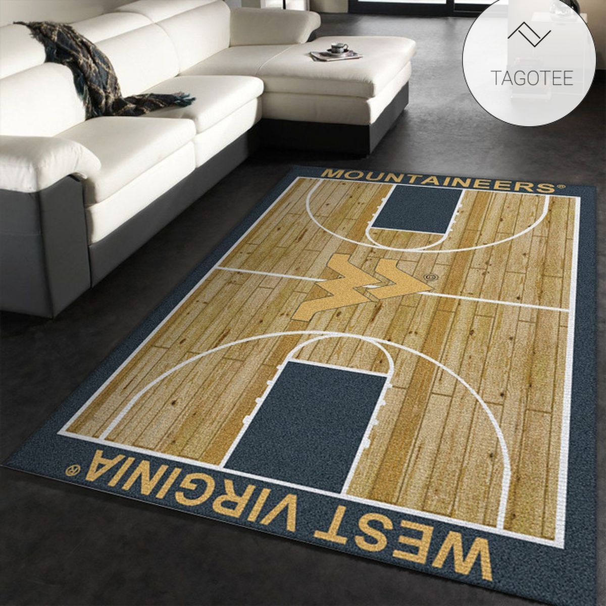 College Home Court West Virginia Basketball Team Logo Area Rug Living Room Rug Home Decor Floor Decor