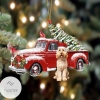Goldendoodle Cardinal & Red Truck Christmas Tree Ornament