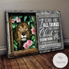 Great Lion Among Flowers - I Can Do All Things Through Christ Who Strengthens Me Canvas
