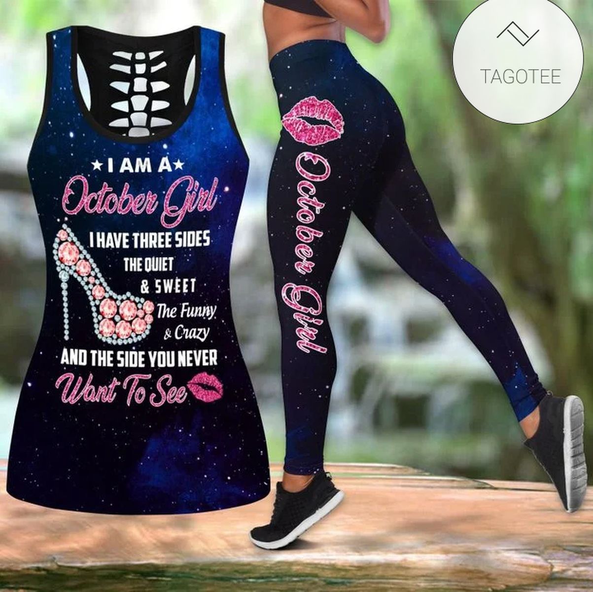 I Am A Octorber Girl I Have 3 Sides Hollow Tank Top And Leggings