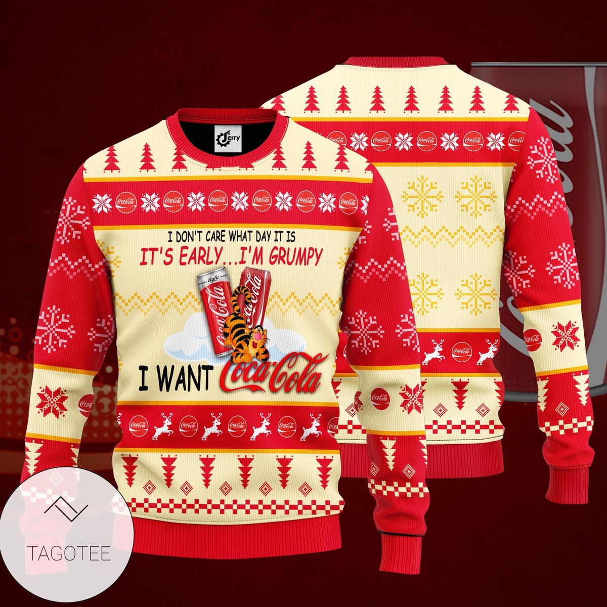 I Don’t Care What Day It Is It’s Early I’m Grumpy I Want Coca Cola Ugly Christmas Sweater