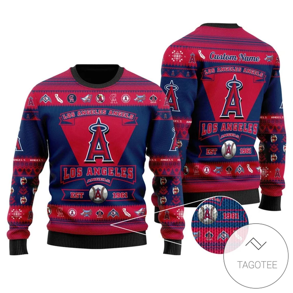 Los Angeles Angels Football Team Logo Custom Name Personalized Ugly Christmas Sweater