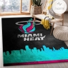 Miami Heat Vice Skyline 2 Area Rug For Christmas Kitchen Rug Christmas Gift US Decor