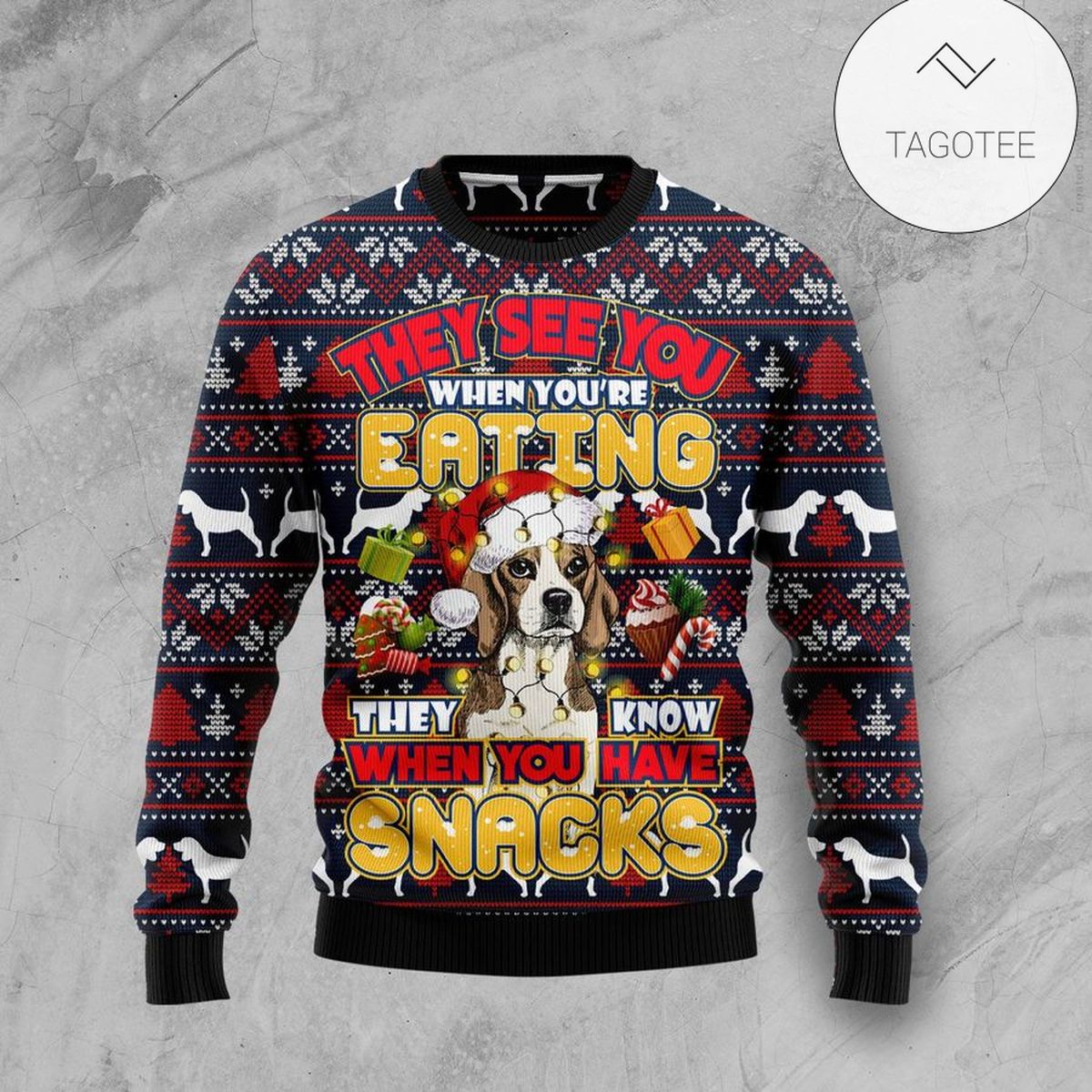 New 2021 Beagle They Know When You Have Snacks Ugly Christmas Sweater