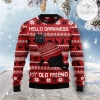 New 2021 Black Cat Hello Darkness My Old Friend Ugly Christmas Sweater