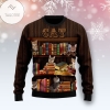 New 2021 Cat Bookcase Ugly Christmas Sweater