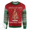 New 2021 Crazy Cat Lady Christmas Tree Ugly Christmas Sweater
