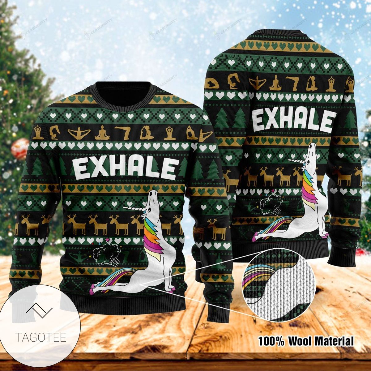New 2021 Exhale Yoga Ugly Christmas Sweater