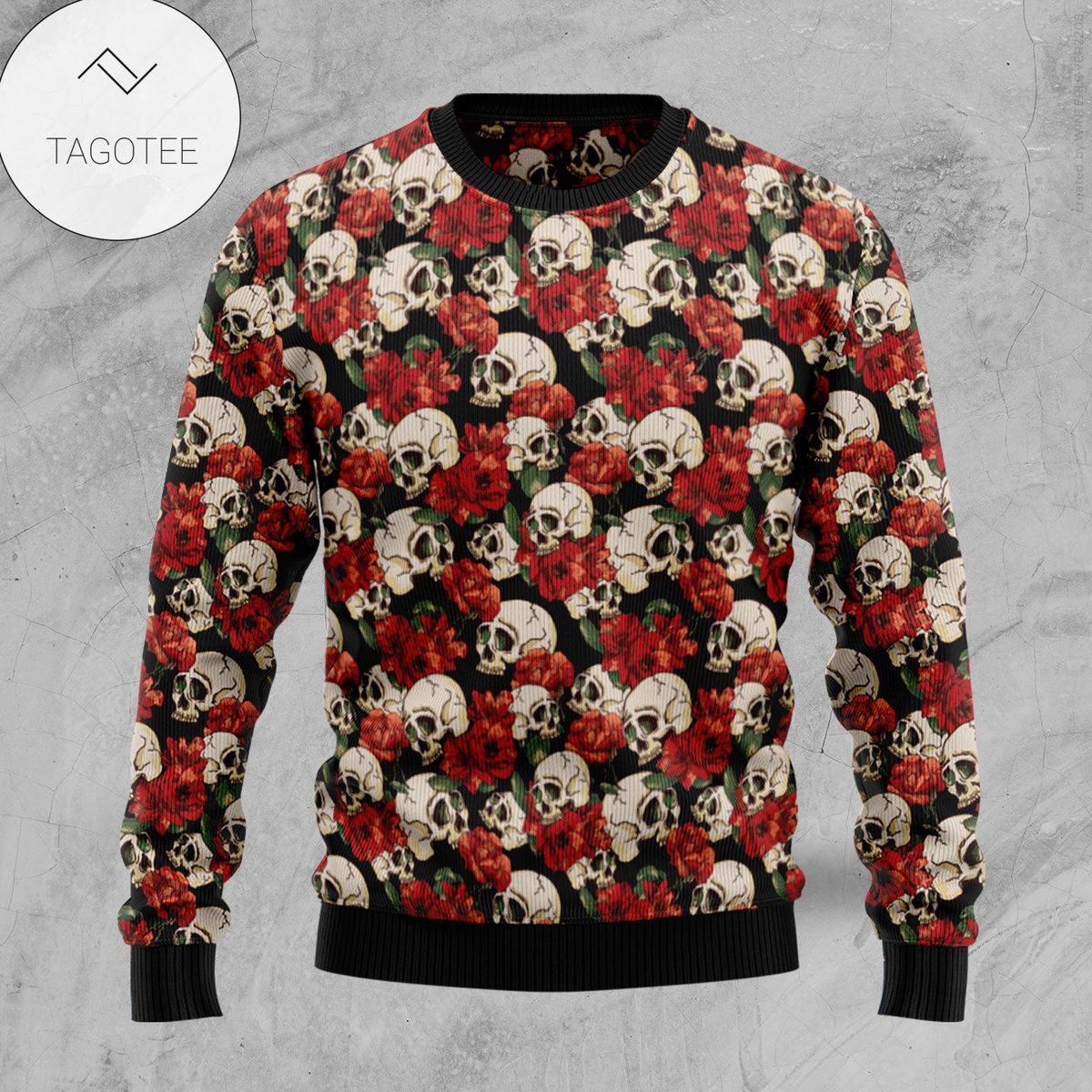New 2021 Floral Skull Ugly Christmas Sweater