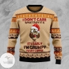 New 2021 Grumpy Owl I Dont Care What Day It Is Ugly Christmas Sweater