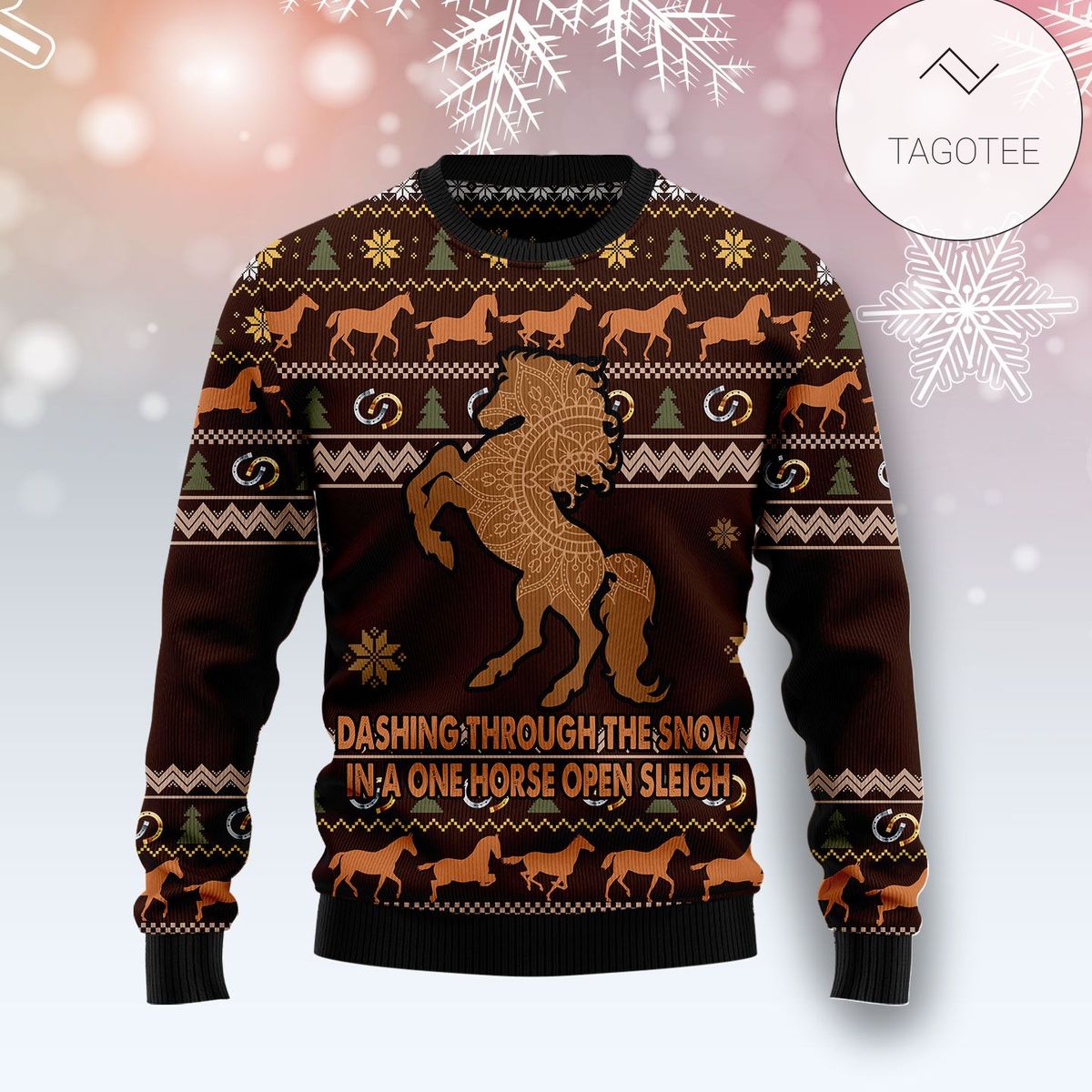 New 2021 Horse Through Snow Ugly Christmas Sweater