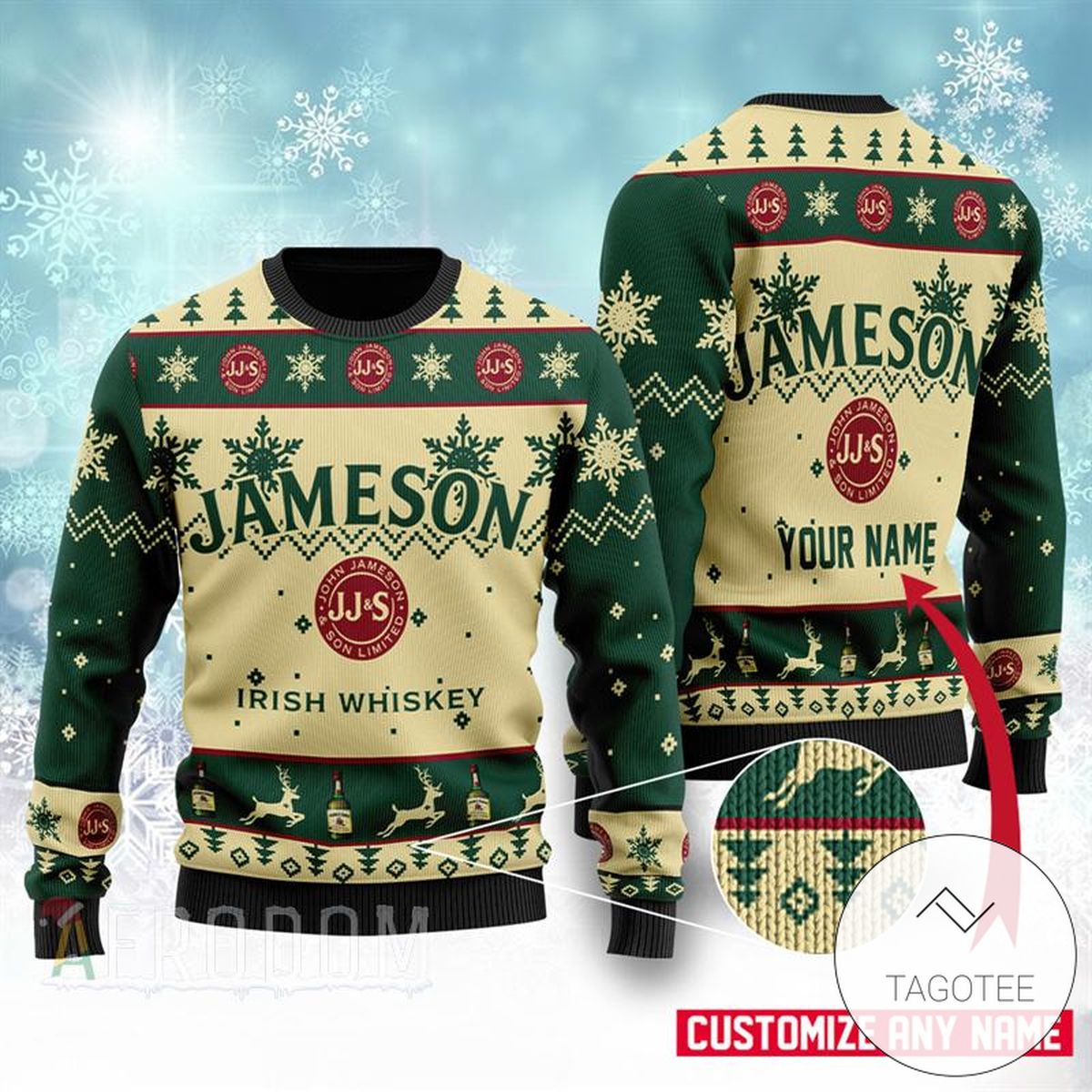 New 2021 Personalized Jameson Christmas Ugly Holiday Ugly Sweater