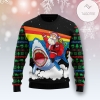 New 2021 Santa Riding Shark Ugly Christmas Sweater