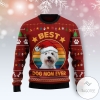 New 2021 West Highland White Terrier Best Dog Mom Ever Ugly Christmas Sweater