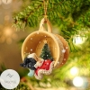 Newfoundland Dog Sleeping In A Tiny Cup Christmas Holiday Ornament