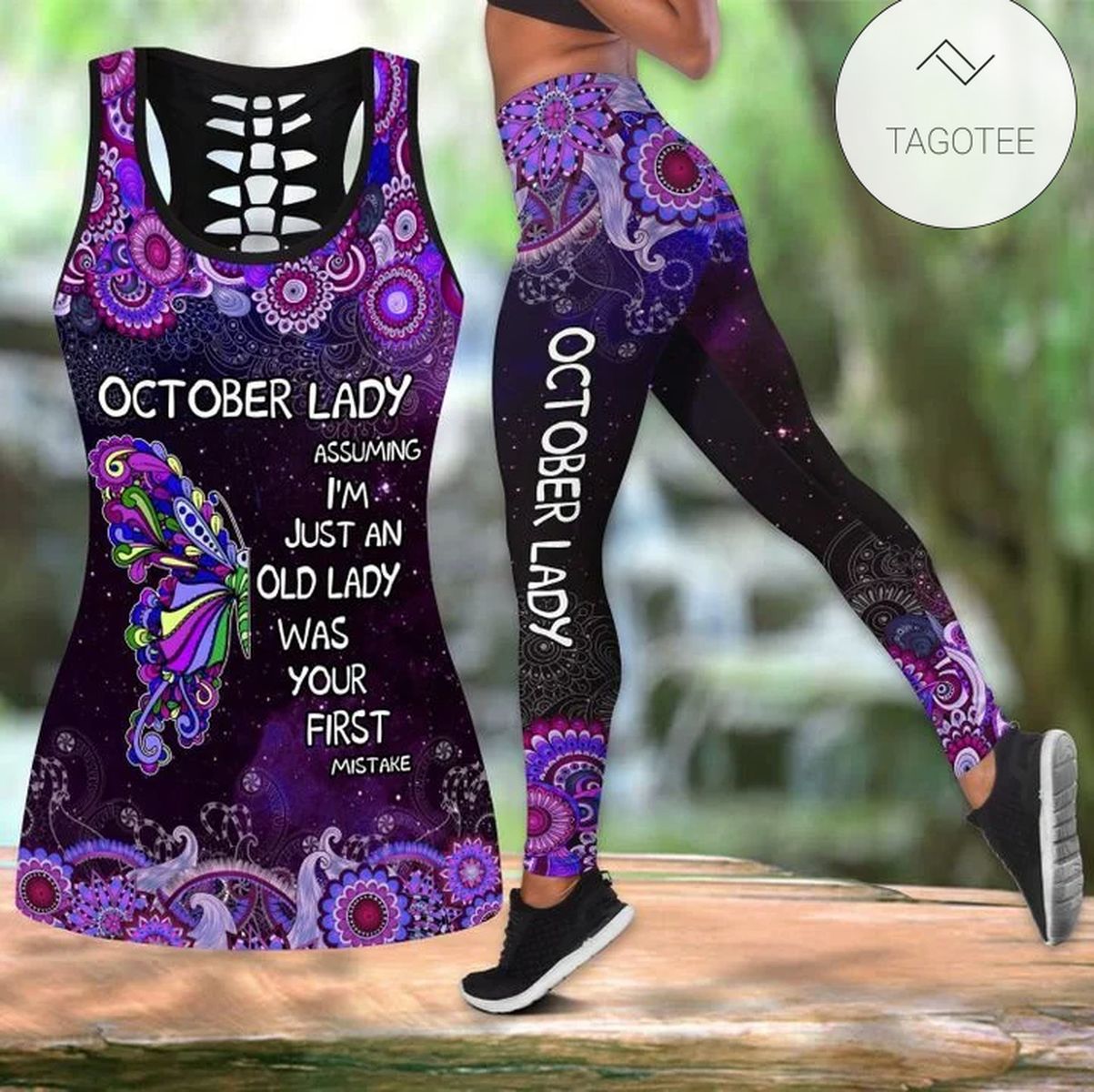 October Lady Assuming I'm Just An Old Lady Was Your First Mistake Hollow Tank Top And Leggings