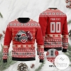 Ohio State Buckeyes Custom Name & Number Personalized Ugly Christmas Sweater