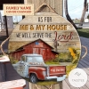 Personalized As For Me & My House We Will Serve The Lord Red Truck Round Wood Signs