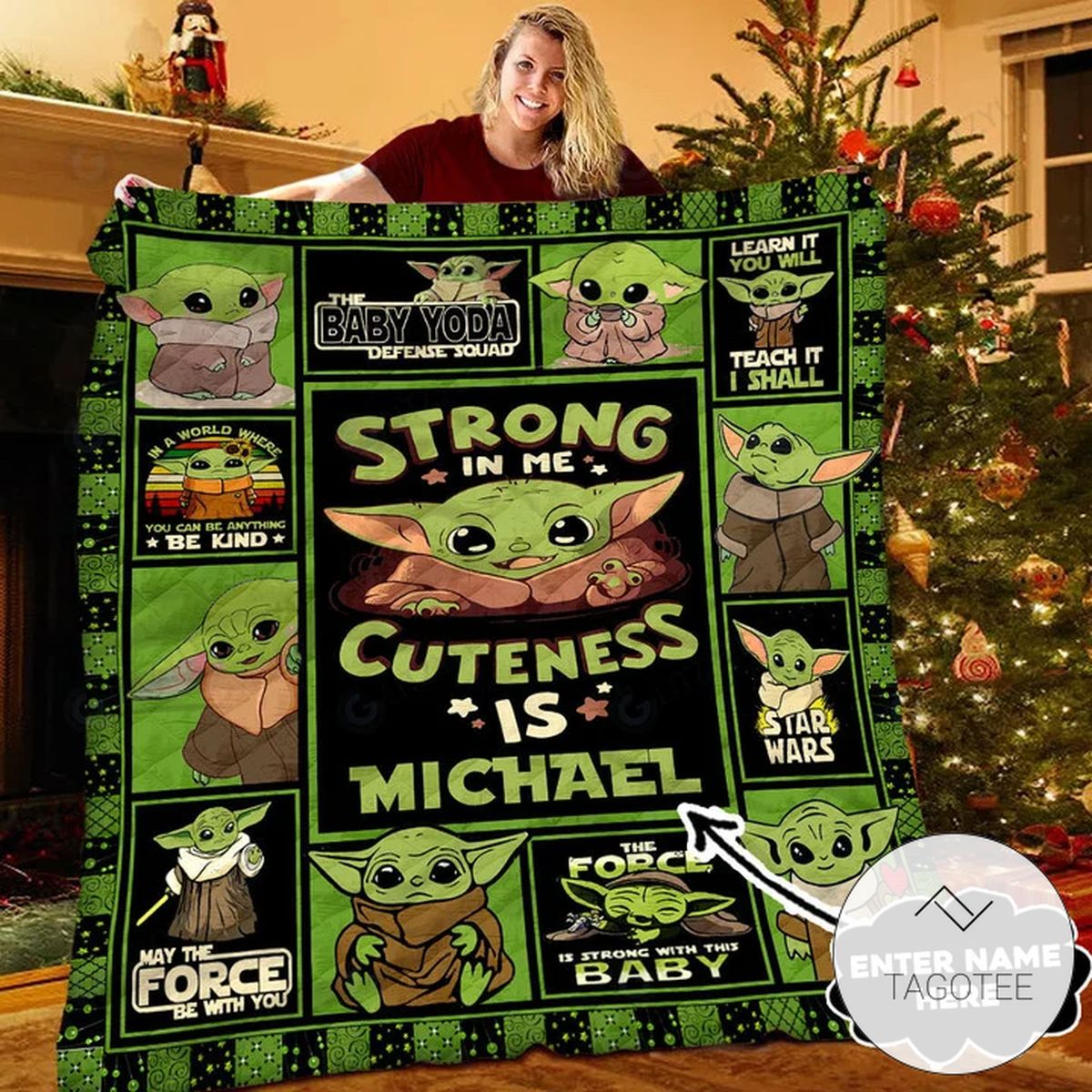 Personalized Baby Yoda Strong In Me Cuteness Is Quilt