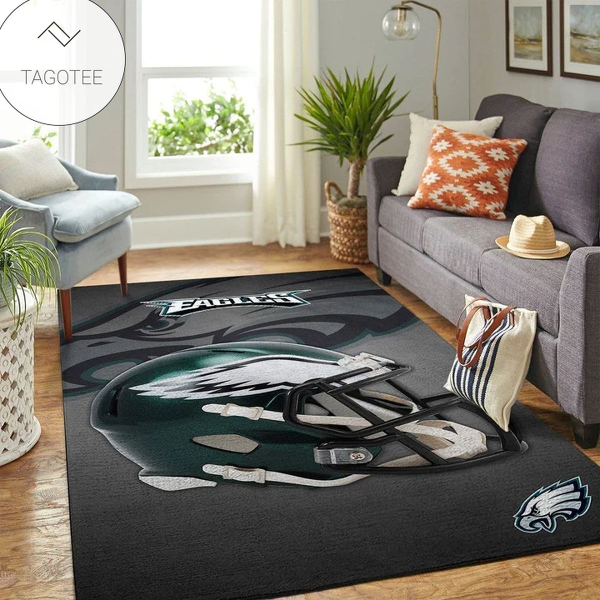 Philadelphia Eagles NFL Team Logo Helmet Nice Gift Home Decor Rectangle Area Rug