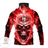 San Francisco 49ers Skull Red Fire Mask Hoodie