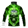 Seattle Seahawks Skull Green Fire Mask Hoodie