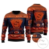 Syracuse Orange Football Team Logo Custom Name Personalized Ugly Christmas Sweater