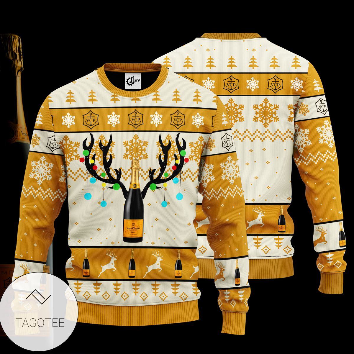 Veuve Clicquot Reindeer Knitted Ugly Christmas Sweater