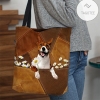Basenji Holding Daisy All Over Printed Tote Bag