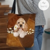 Cocker Spaniel Holding Daisy All Over Printed Tote Bag