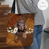 Dachshund Holding Daisy All Over Printed Tote Bag