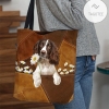 English Springer Spaniel Holding Daisy All Over Printed Tote Bag