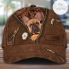 French Bulldog Holding Daisy Zipper Leather Print Hat Cap