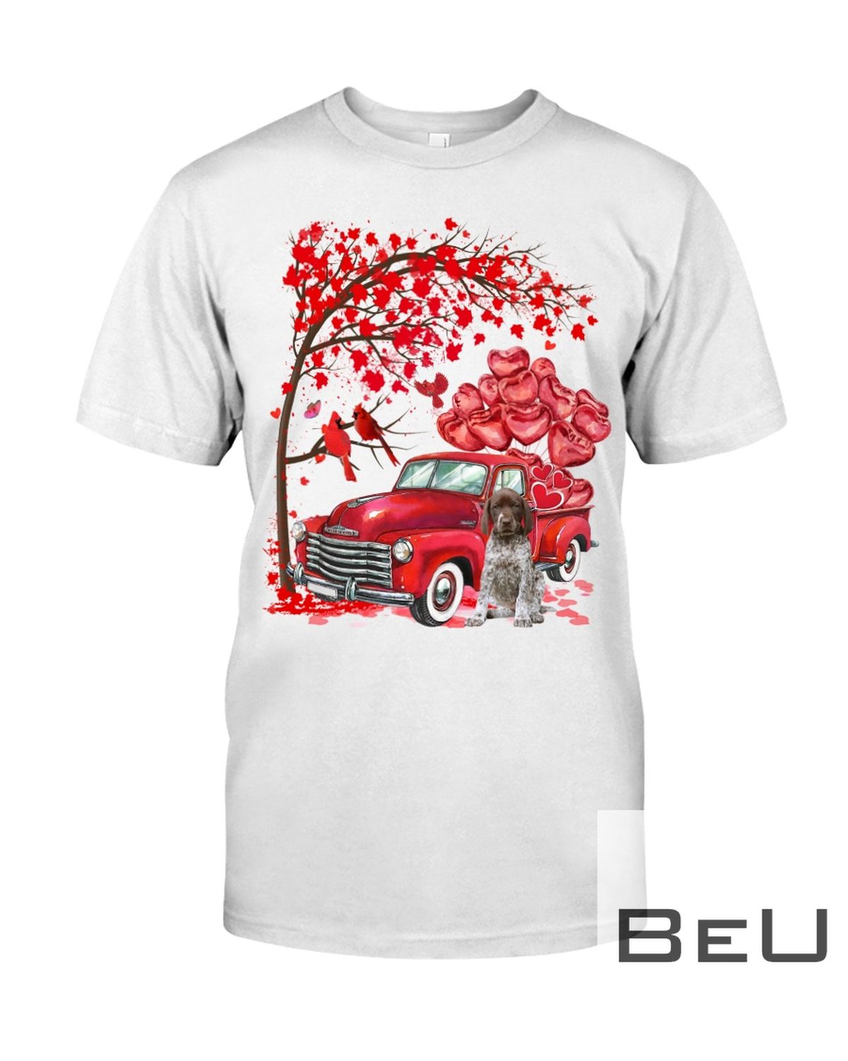 German Shorthaired Pointer Valentine Day Tree Truck Heart Shirt